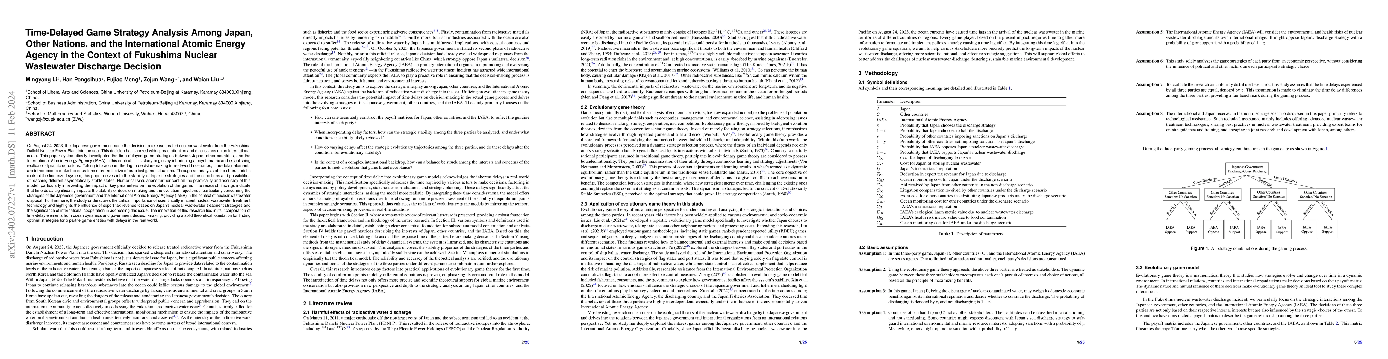 Thumbnail for Time-Delayed Game Strategy Analysis Among Japan, Other Nations, and the
  International Atomic Energy Agency in the Context of Fukushima Nuclear
  Wastewater Discharge Decision