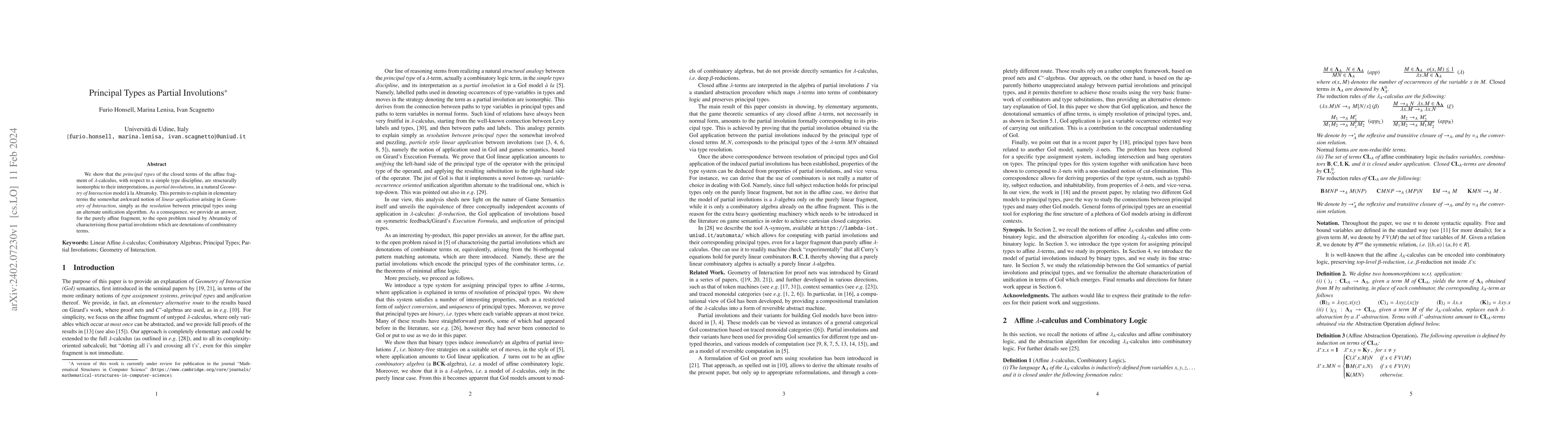 Thumbnail for Principal Types as Partial Involutions