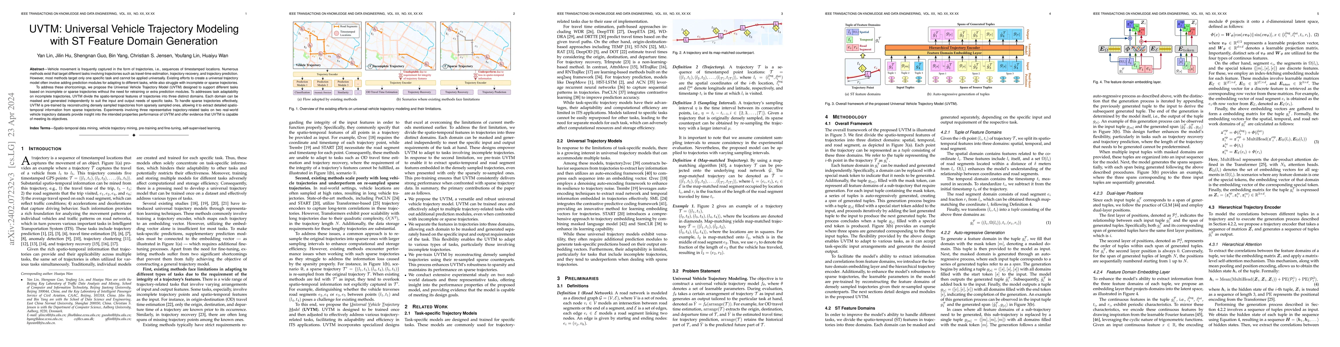 Thumbnail for UVTM: Universal Vehicle Trajectory Modeling with ST Feature Domain
  Generation