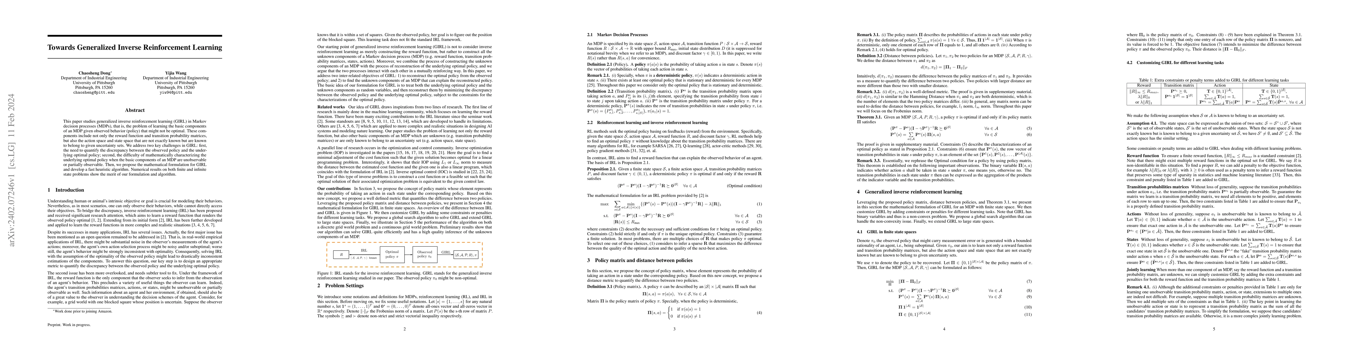 Thumbnail for Towards Generalized Inverse Reinforcement Learning