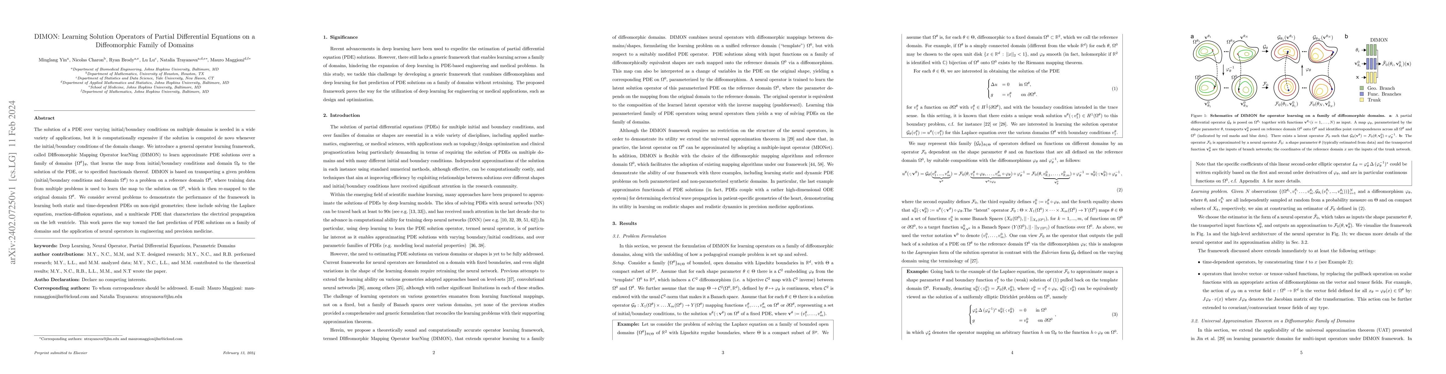 Thumbnail for DIMON: Learning Solution Operators of Partial Differential Equations on
  a Diffeomorphic Family of Domains