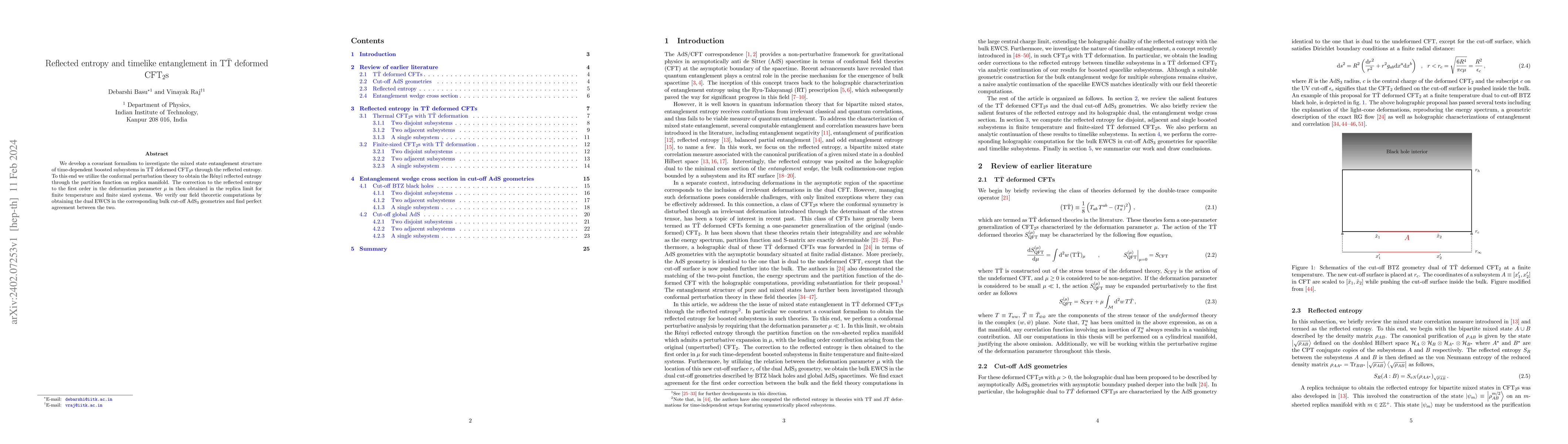 Thumbnail for Reflected entropy and timelike entanglement in
  $\textrm{T}\bar{\textrm{T}}$ deformed CFT$_2$s