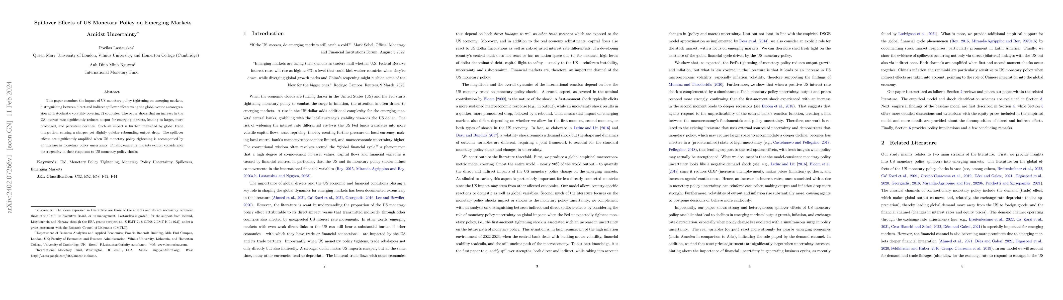 Thumbnail for Spillover Effects of US Monetary Policy on Emerging Markets Amidst
  Uncertainty