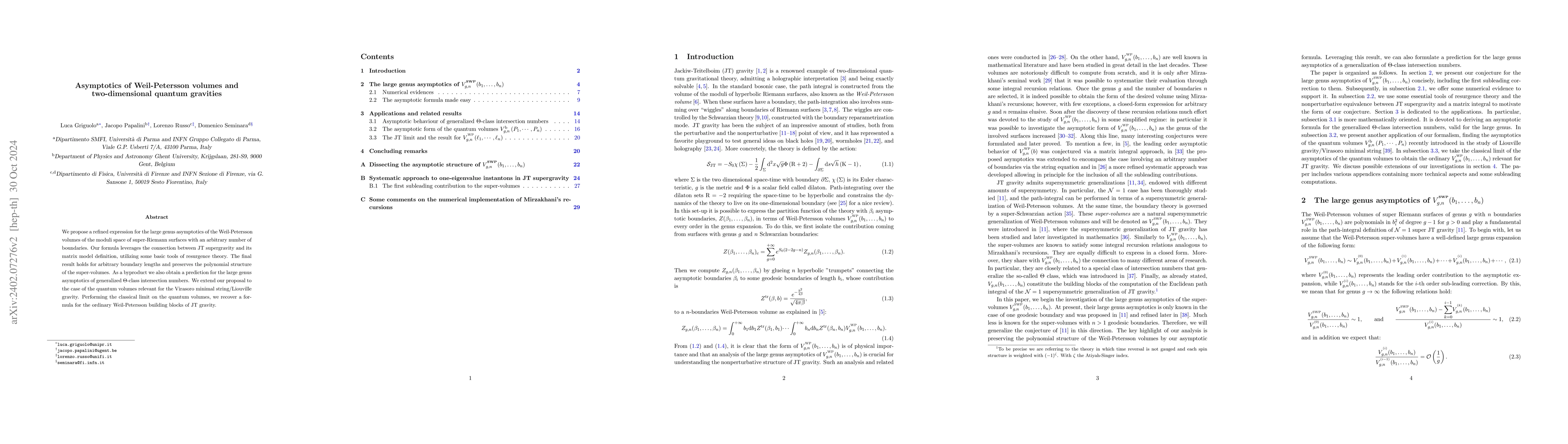 Thumbnail for Asymptotics of Weil-Petersson volumes and two-dimensional quantum
  gravities