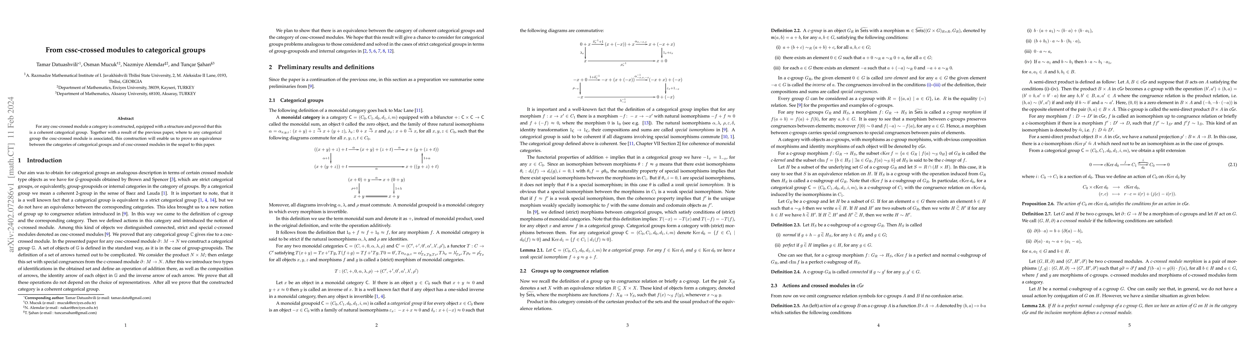 Thumbnail for From cssc-crossed modules to categorical groups