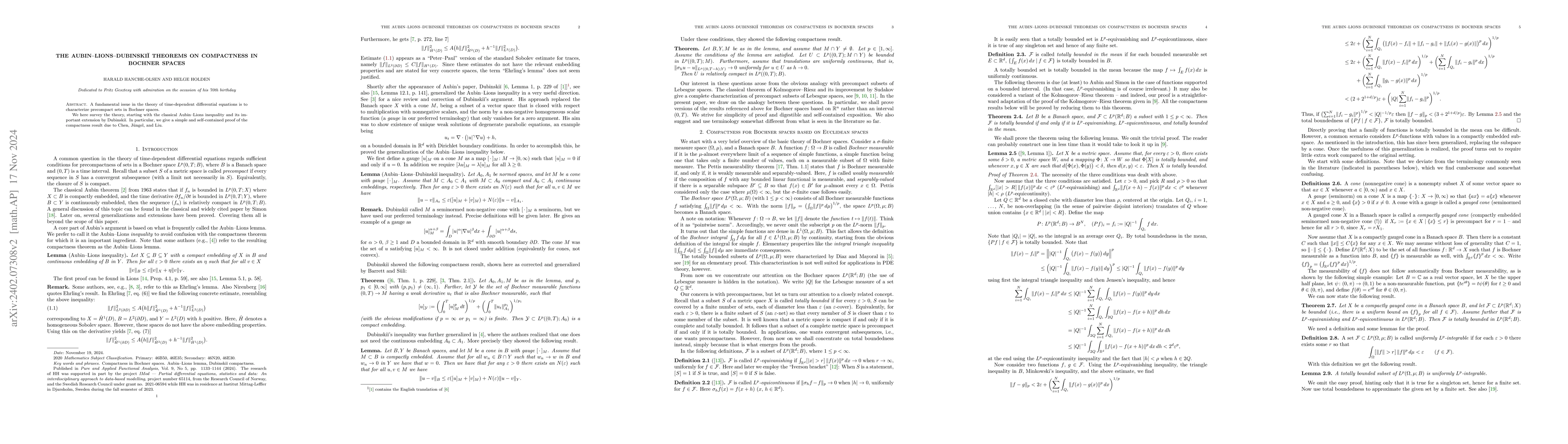 Thumbnail for The Aubin-Lions-Dubinskii theorems on compactness in Bochner spaces