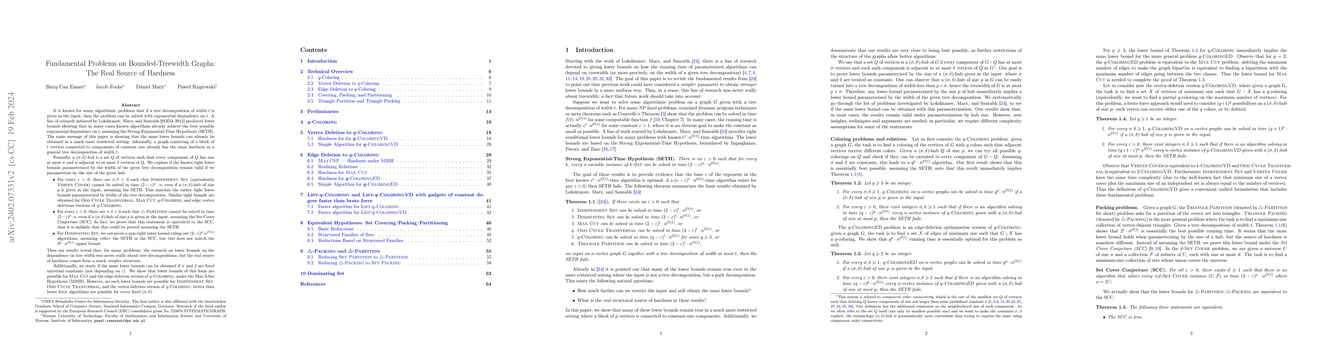 Thumbnail for Fundamental Problems on Bounded-Treewidth Graphs: The Real Source of
  Hardness