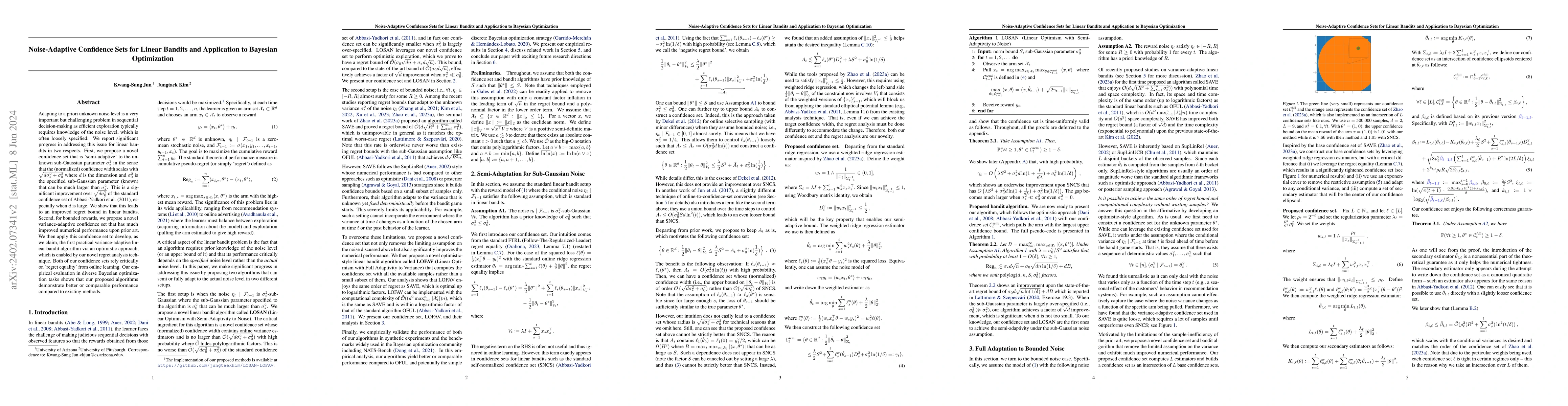 Thumbnail for Noise-Adaptive Confidence Sets for Linear Bandits and Application to
  Bayesian Optimization