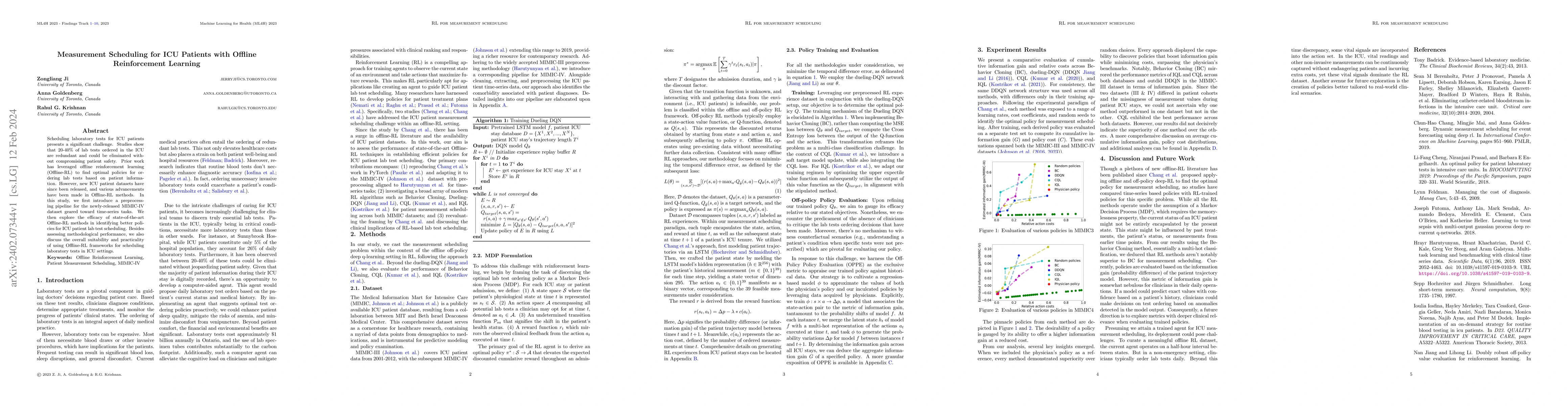 Thumbnail for Measurement Scheduling for ICU Patients with Offline Reinforcement
  Learning