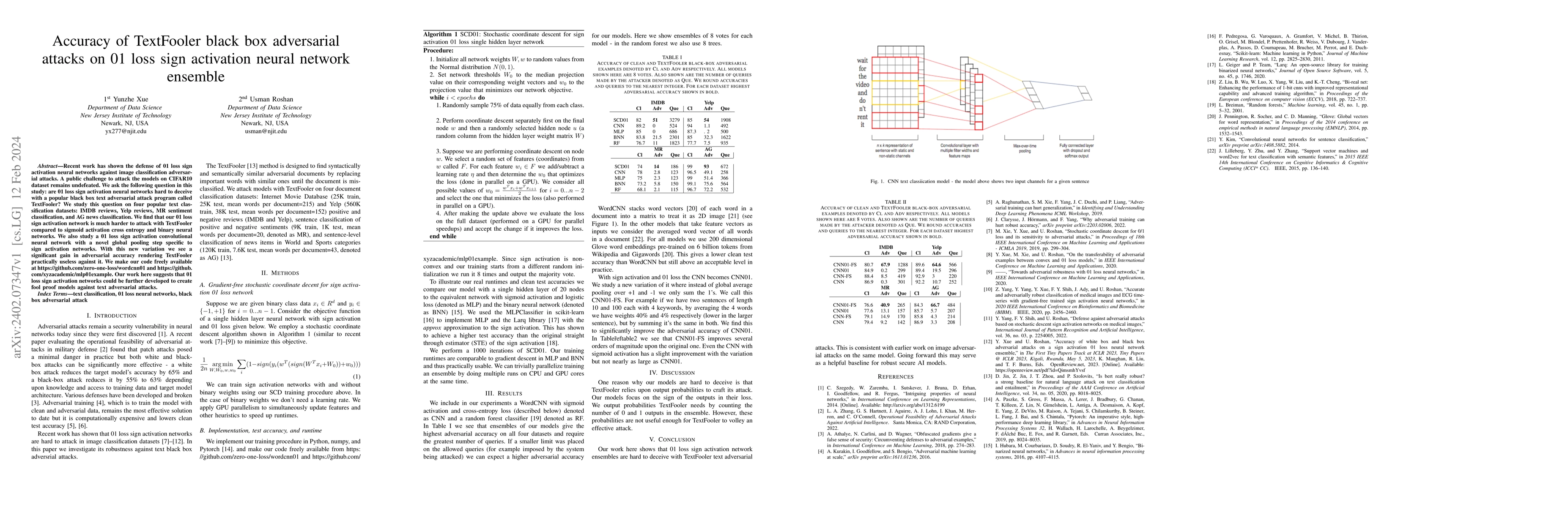 Thumbnail for Accuracy of TextFooler black box adversarial attacks on 01 loss sign
  activation neural network ensemble