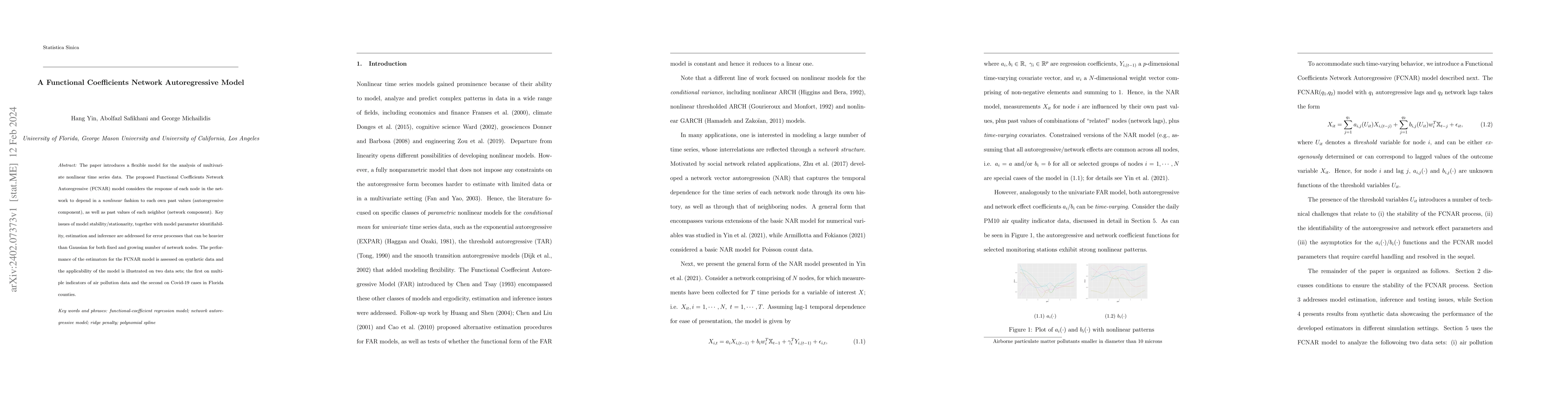 Thumbnail for A Functional Coefficients Network Autoregressive Model