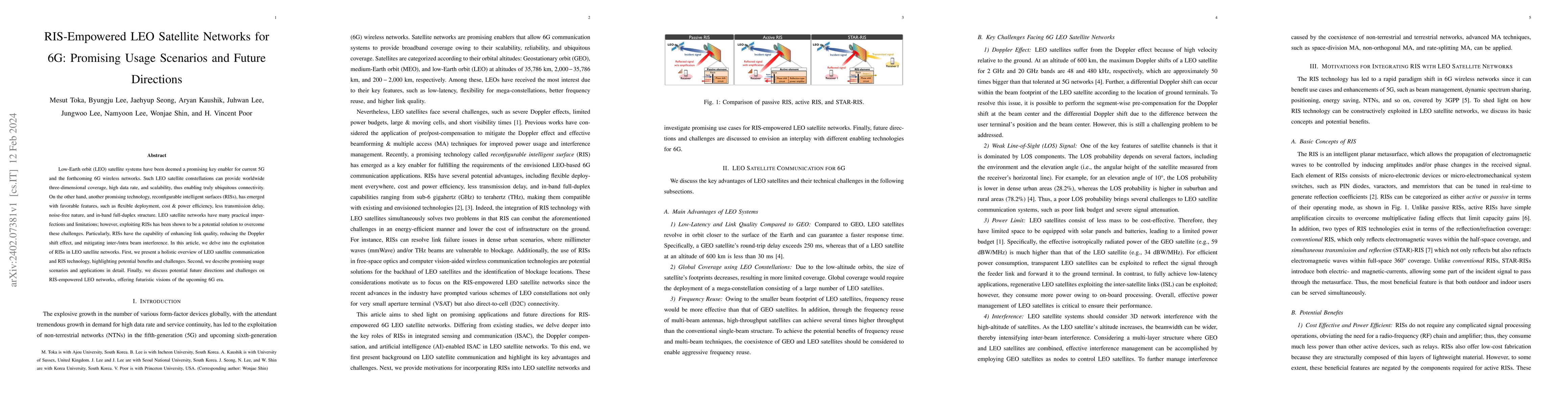 Thumbnail for RIS-Empowered LEO Satellite Networks for 6G: Promising Usage Scenarios
  and Future Directions