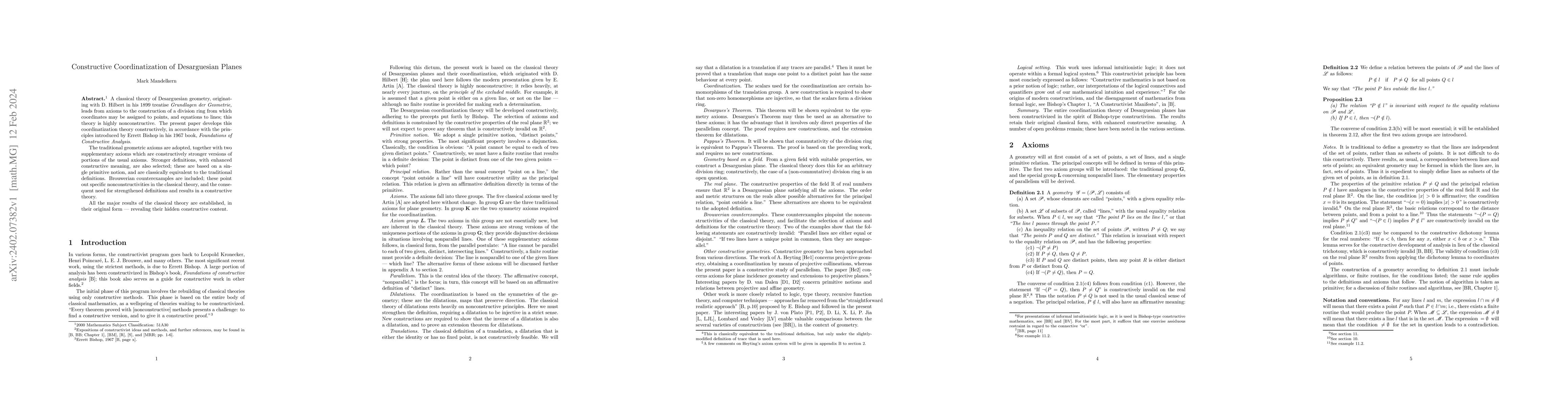Thumbnail for Constructive Coordinatization of Desarguesian Planes