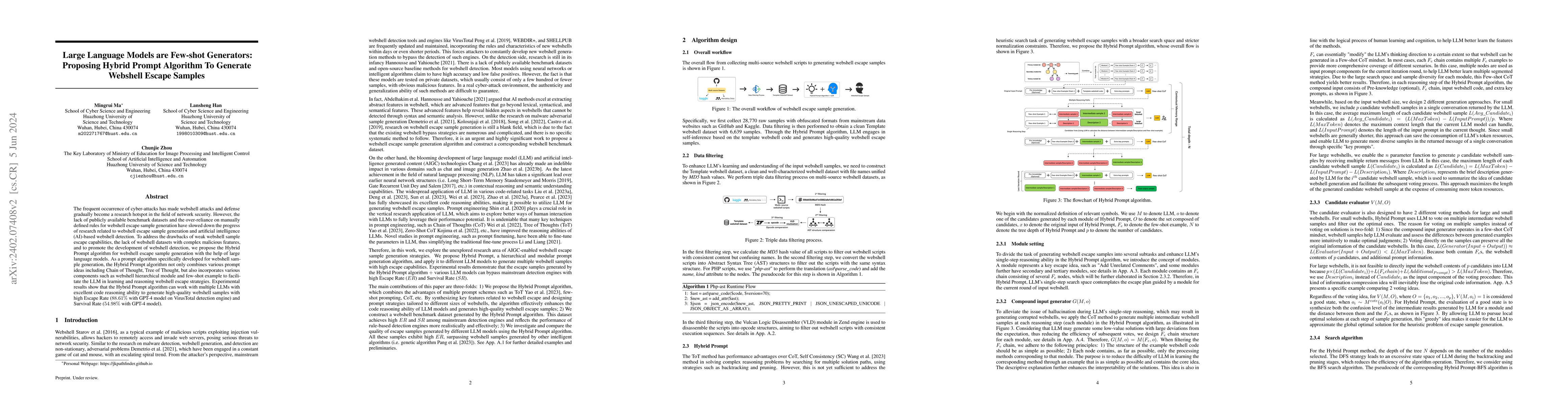 Thumbnail for Large Language Models are Few-shot Generators: Proposing Hybrid Prompt
  Algorithm To Generate Webshell Escape Samples