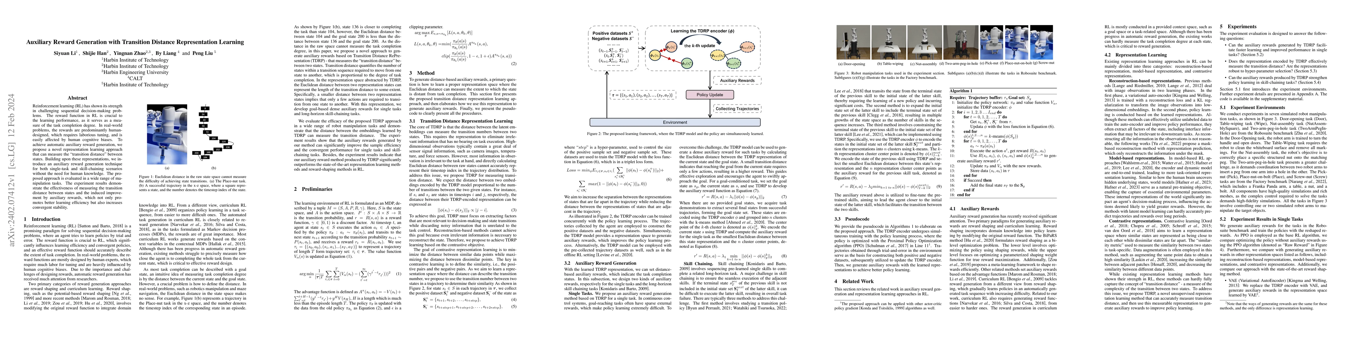 Thumbnail for Auxiliary Reward Generation with Transition Distance Representation
  Learning