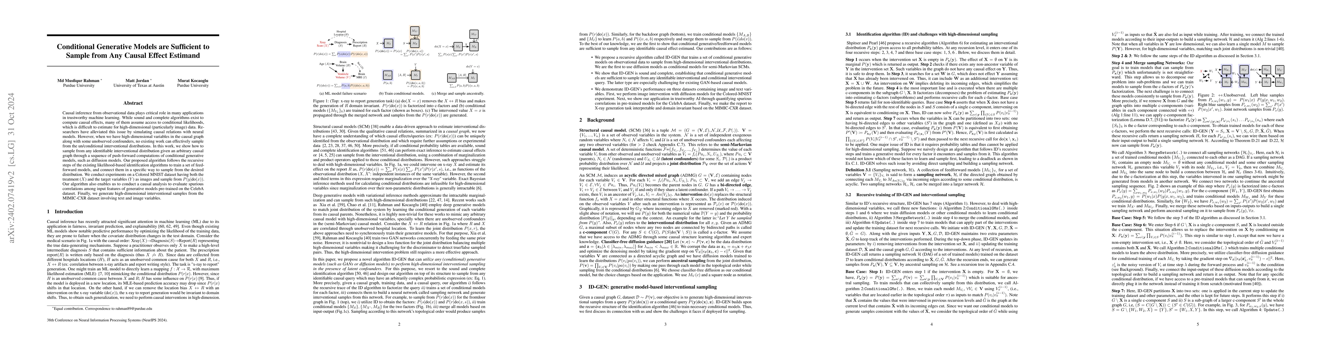 Thumbnail for Conditional Generative Models are Sufficient to Sample from Any Causal
  Effect Estimand
