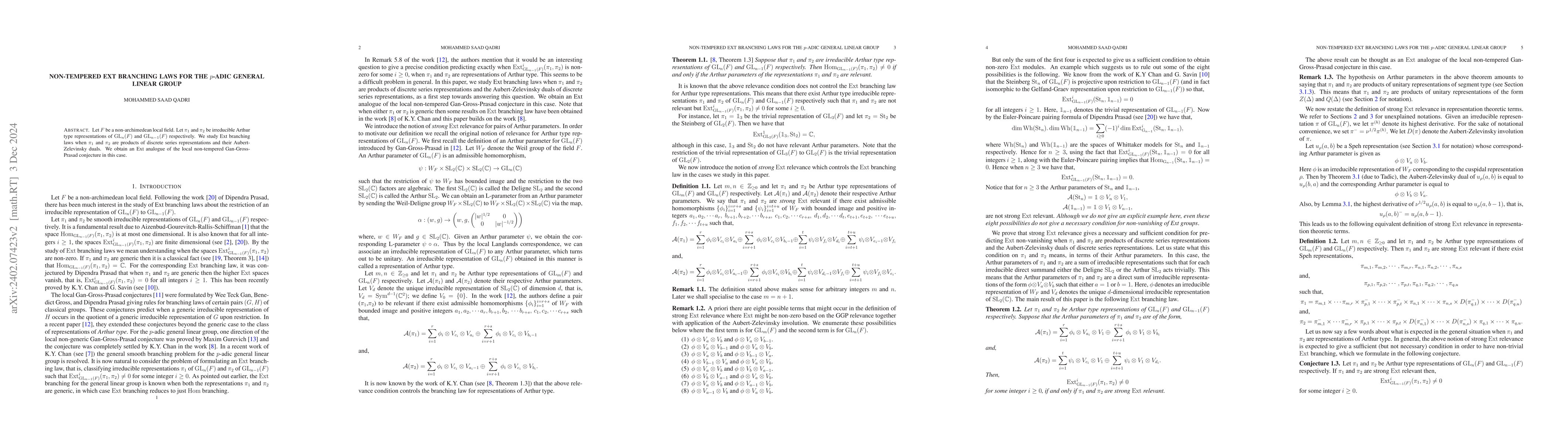 Thumbnail for Ext branching laws for the general linear group