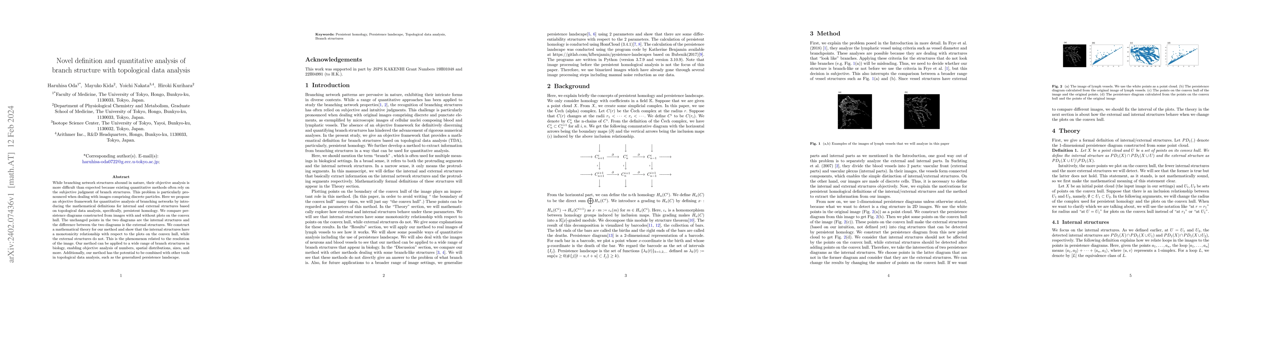 Thumbnail for Novel definition and quantitative analysis of branch structure with
  topological data analysis