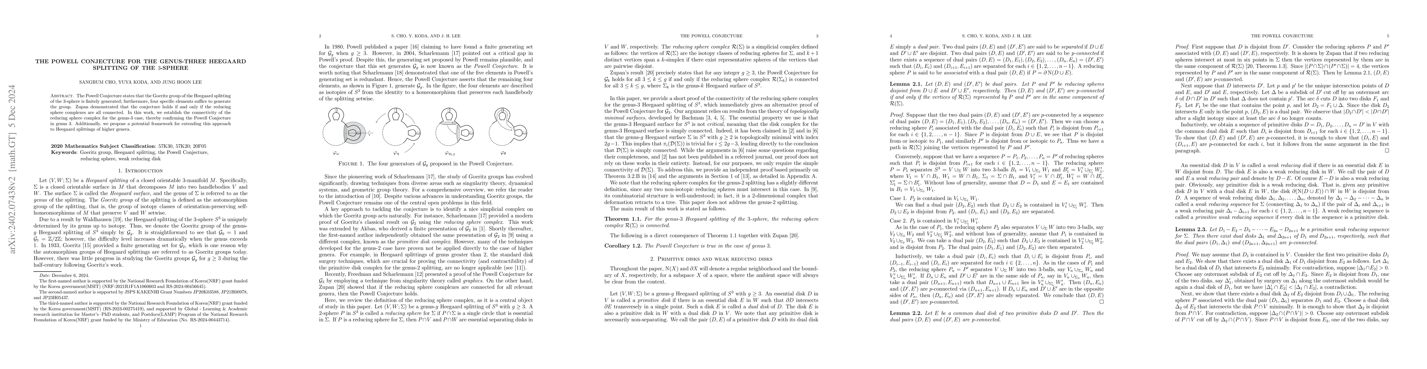Thumbnail for The Powell Conjecture for the genus-three Heegaard splitting of the
  $3$-sphere