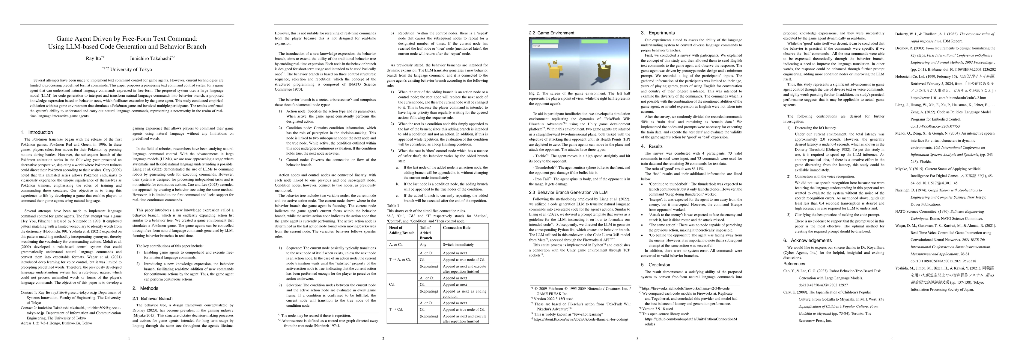 Thumbnail for Game Agent Driven by Free-Form Text Command: Using LLM-based Code
  Generation and Behavior Branch