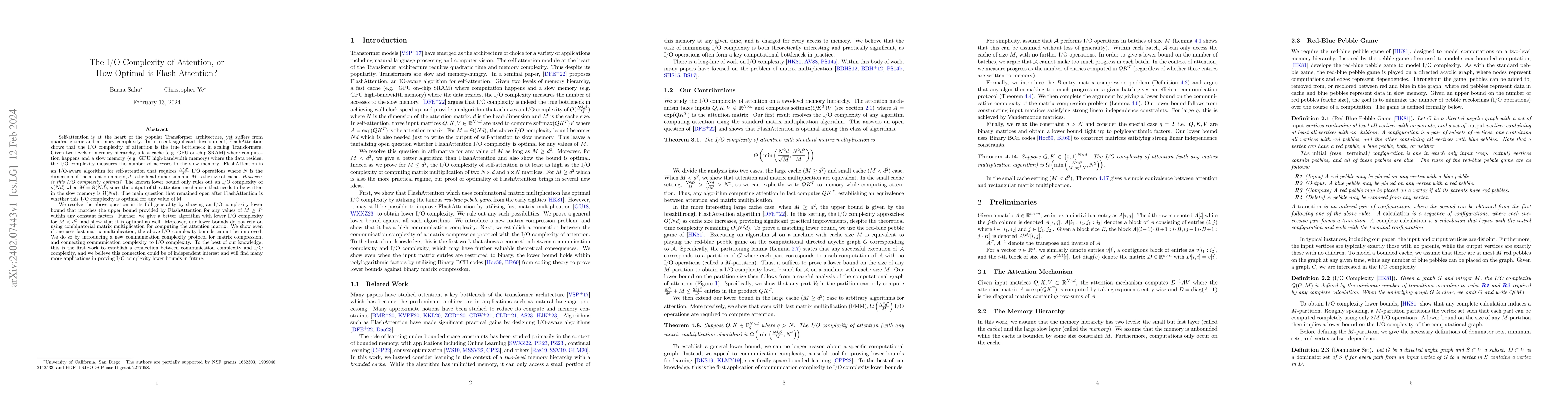 Thumbnail for The I/O Complexity of Attention, or How Optimal is Flash Attention?