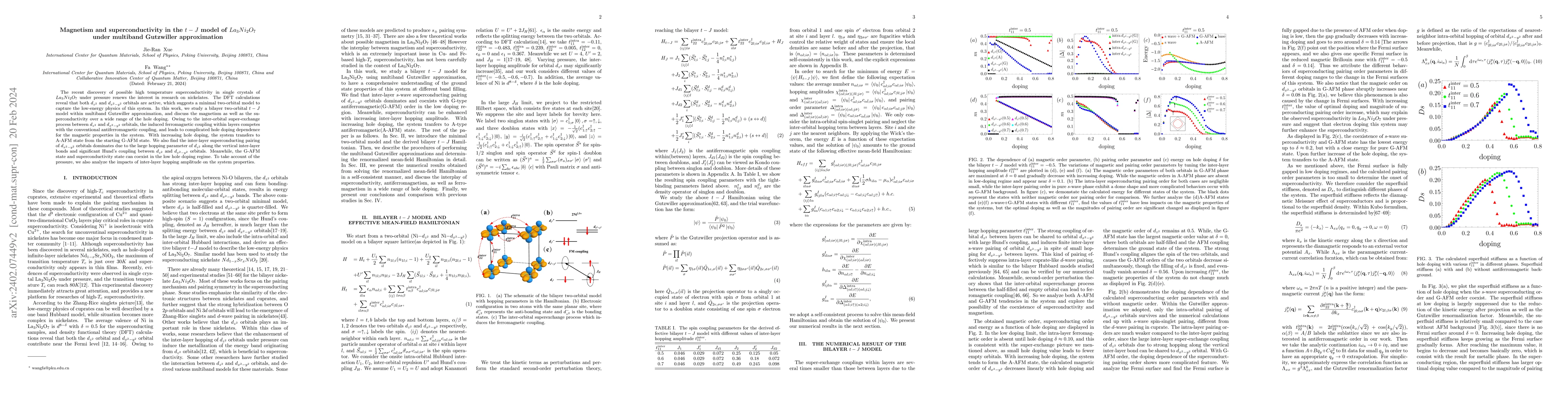 Thumbnail for Magnetism and superconductivity in the $t-J$ model of $La_3Ni_2O_7$
  under multiband Gutzwiller approximation