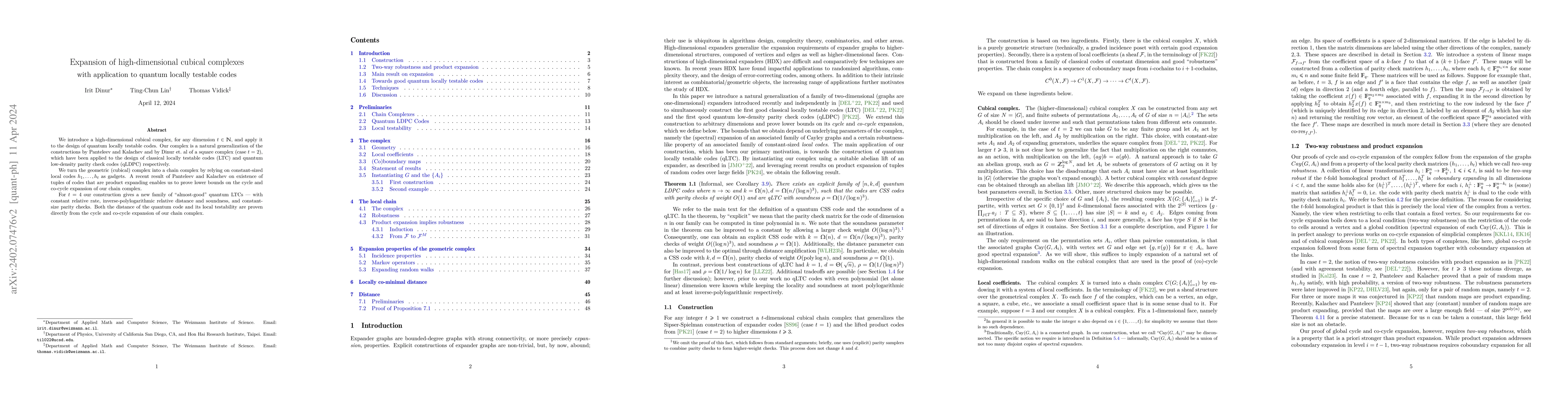 Thumbnail for Expansion of higher-dimensional cubical complexes with application to
  quantum locally testable codes