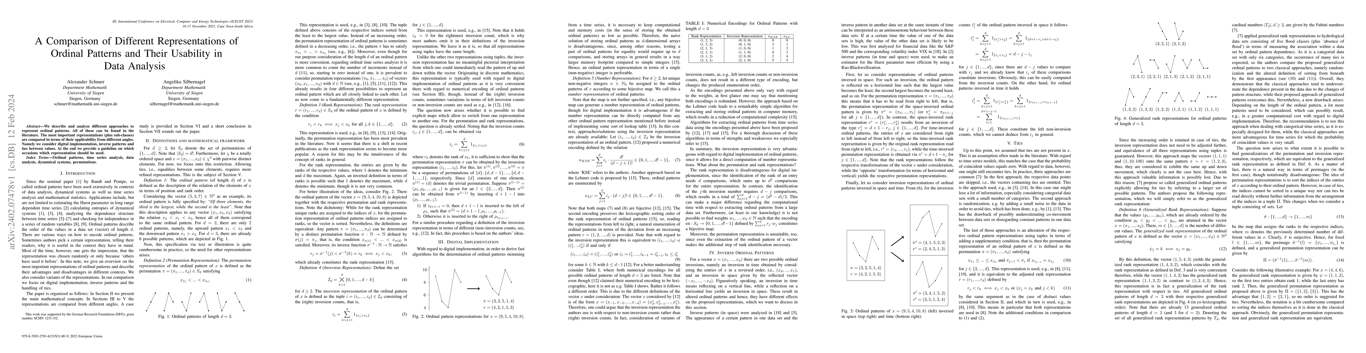 Thumbnail for A Comparison of Different Representations of Ordinal Patterns and Their
  Usability in Data Analysis
