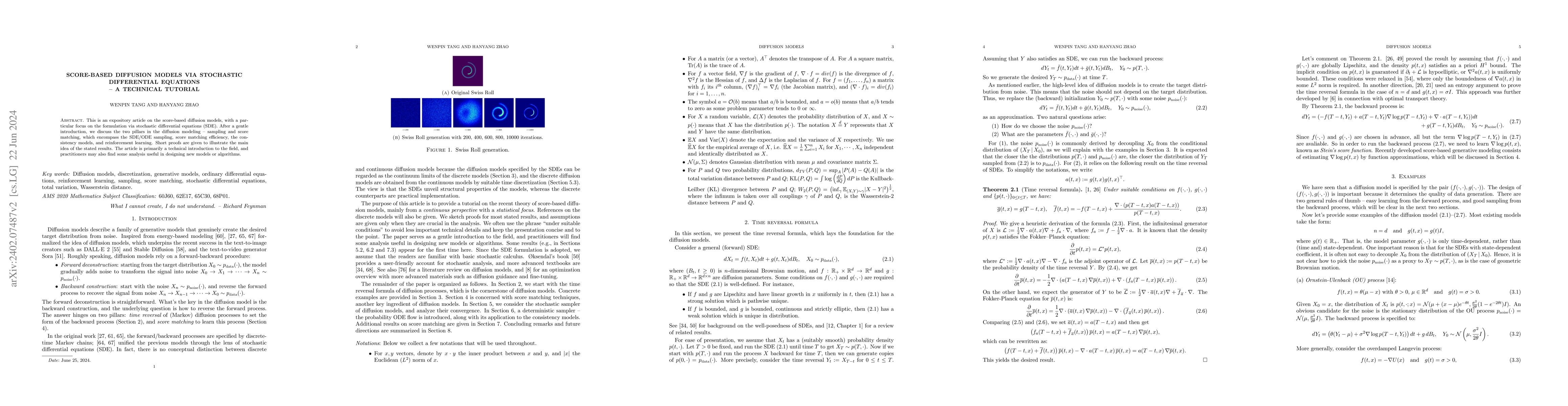 Thumbnail for Score-based Diffusion Models via Stochastic Differential Equations -- a
  Technical Tutorial