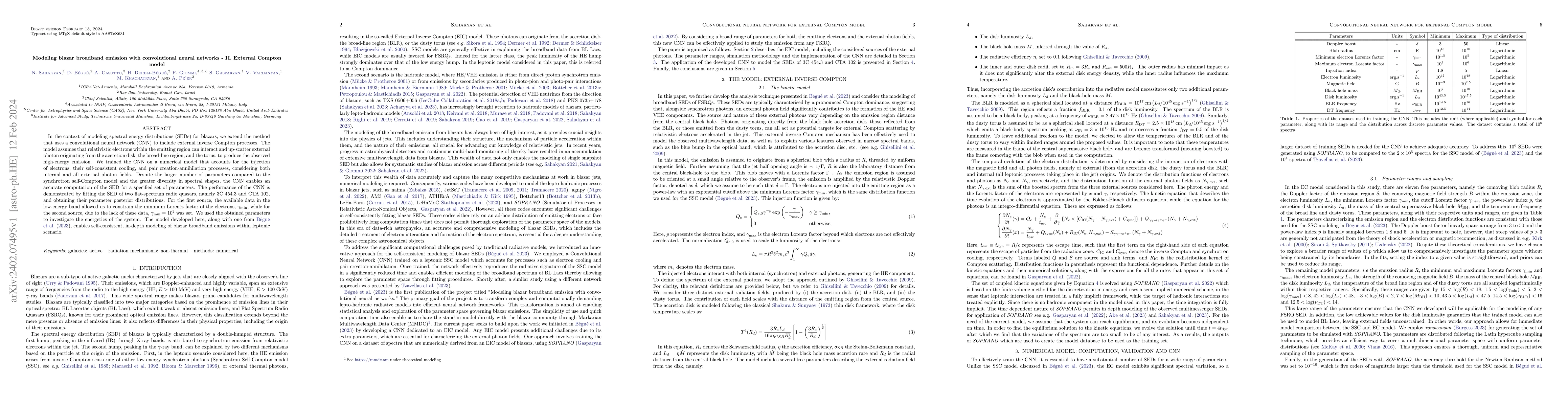 Thumbnail for Modeling blazar broadband emission with convolutional neural networks --
  II. External Compton model