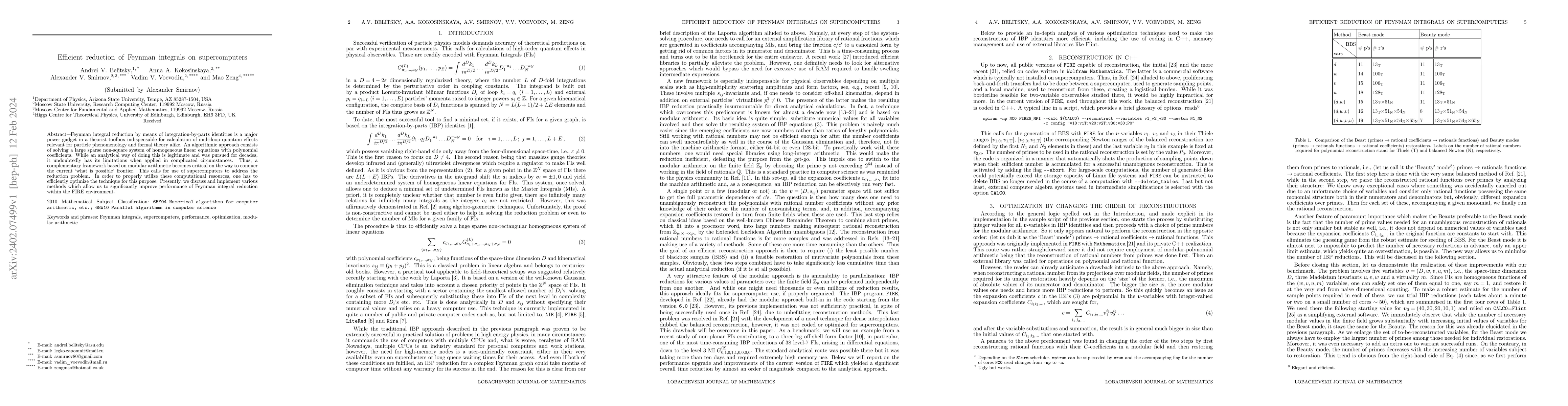 Thumbnail for Efficient reduction of Feynman integrals on supercomputers