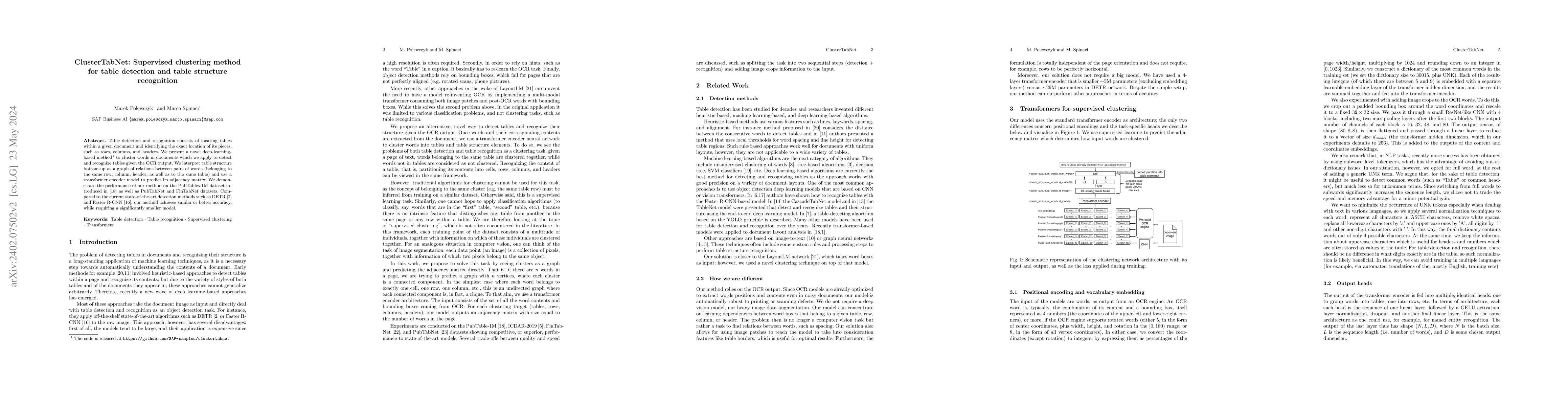Thumbnail for ClusterTabNet: Supervised clustering method for table detection and
  table structure recognition