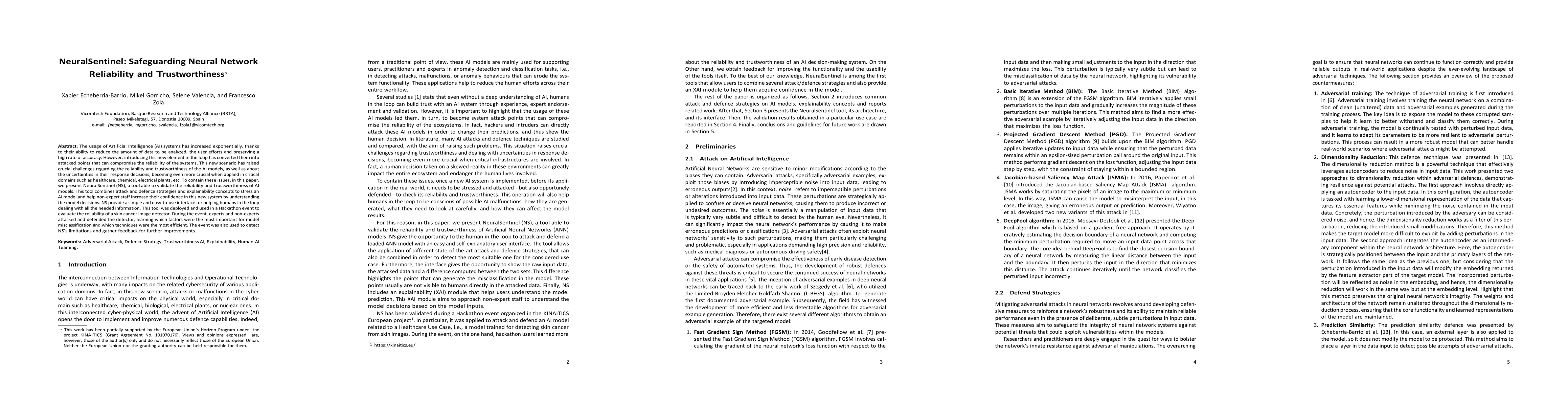 Thumbnail for NeuralSentinel: Safeguarding Neural Network Reliability and
  Trustworthiness