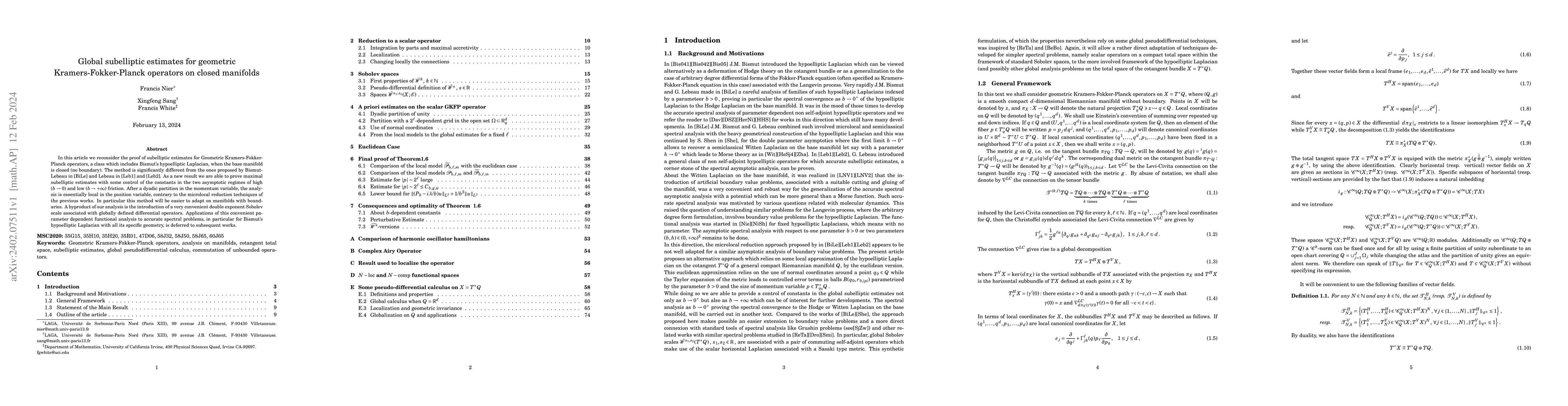 Thumbnail for Global subelliptic estimates for geometric Kramers-Fokker-Planck
  operators on closed manifolds