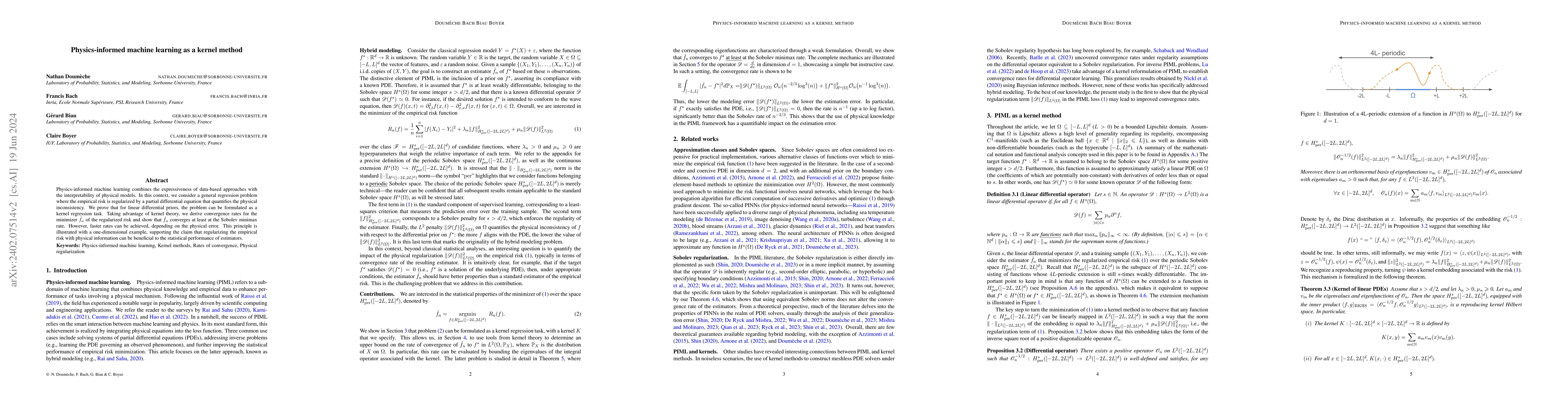 Thumbnail for Physics-informed machine learning as a kernel method