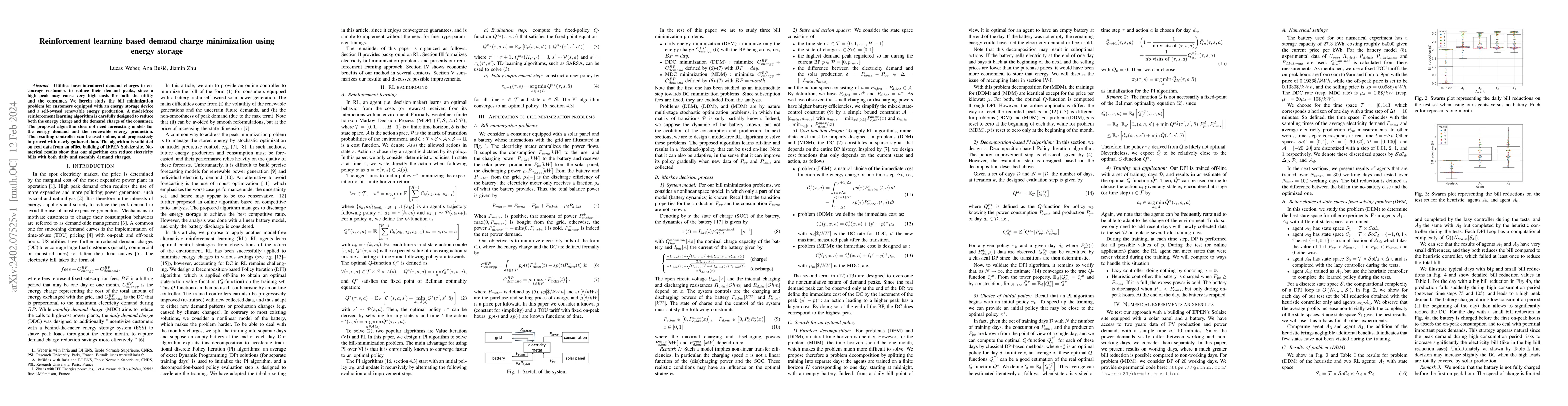 Thumbnail for Reinforcement learning based demand charge minimization using energy
  storage