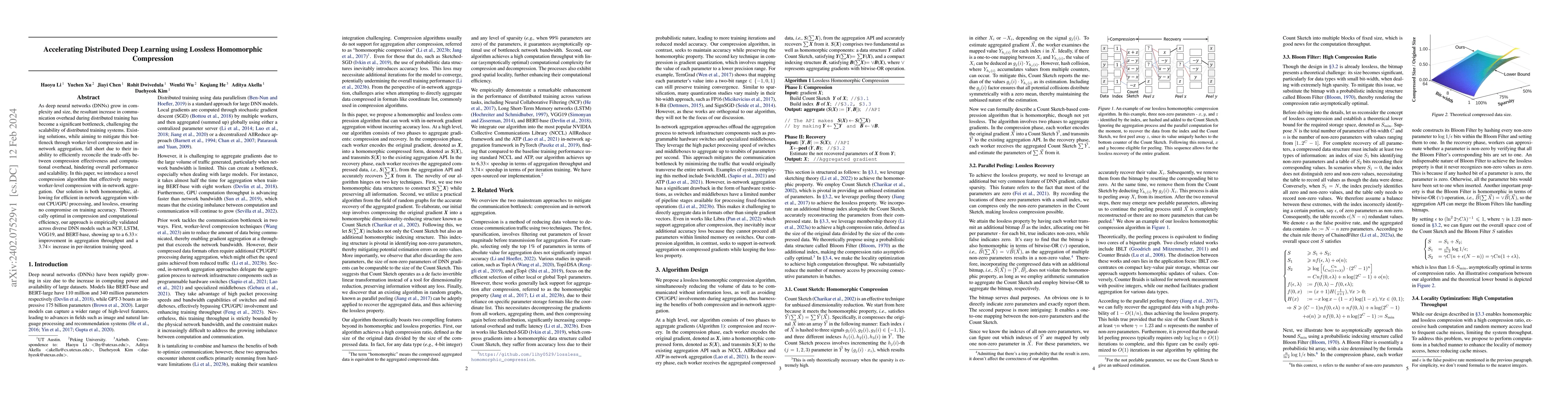 Thumbnail for Accelerating Distributed Deep Learning using Lossless Homomorphic
  Compression