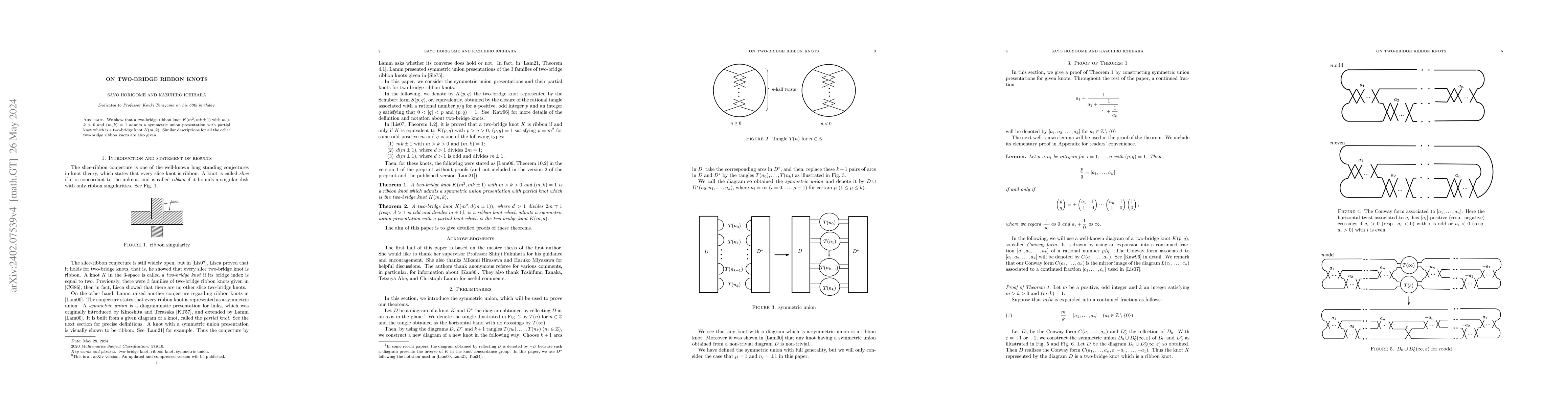 Thumbnail for On two-bridge ribbon knots