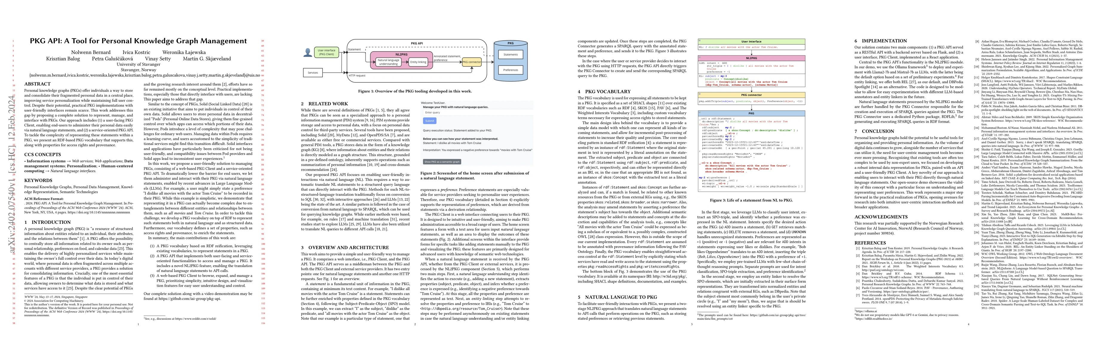 Thumbnail for PKG API: A Tool for Personal Knowledge Graph Management