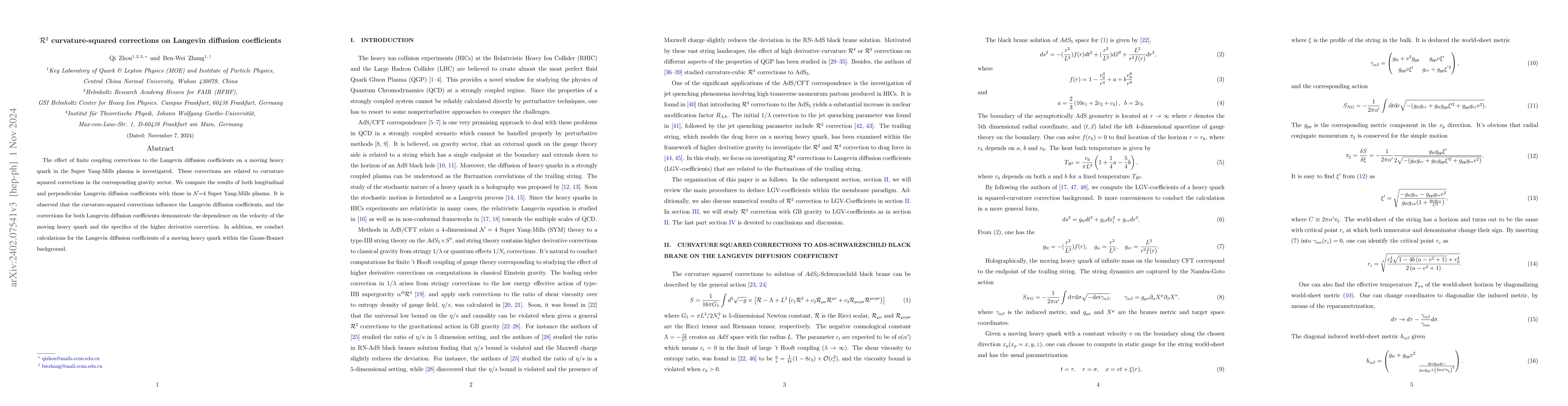 Thumbnail for $\mathcal{R}^2$ curvature-squared corrections on Langevin diffusion
  coefficients
