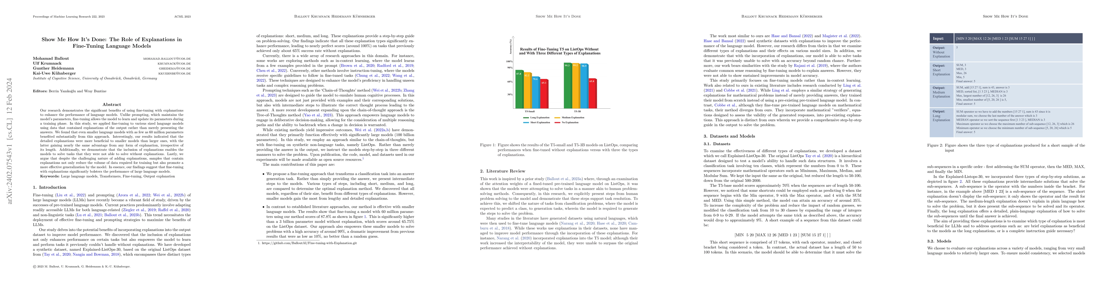 Thumbnail for Show Me How It's Done: The Role of Explanations in Fine-Tuning Language
  Models