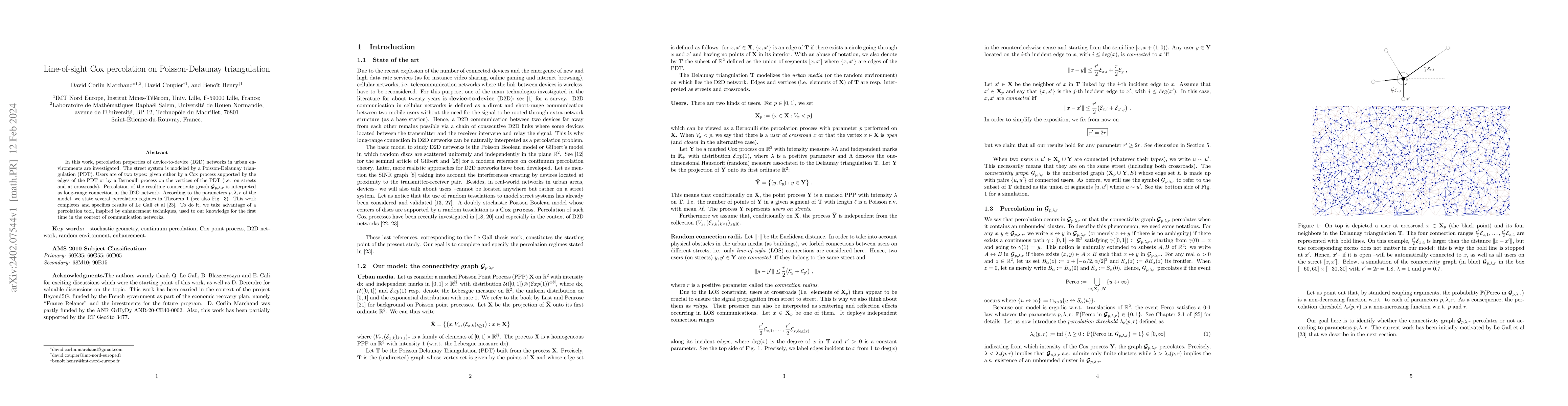 Thumbnail for Line-of-sight Cox percolation on Poisson-Delaunay triangulation