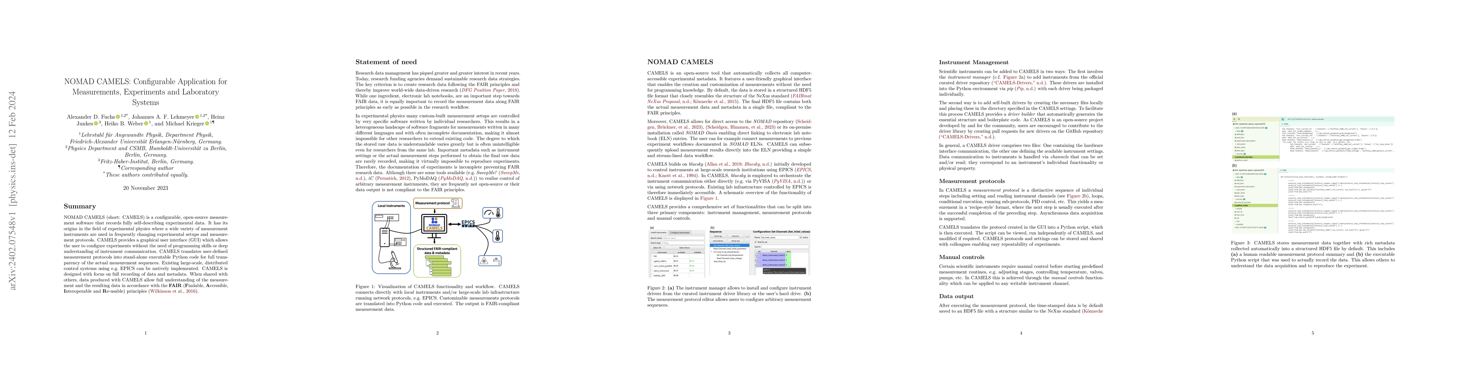 Thumbnail for NOMAD CAMELS: Configurable Application for Measurements, Experiments and
  Laboratory Systems
