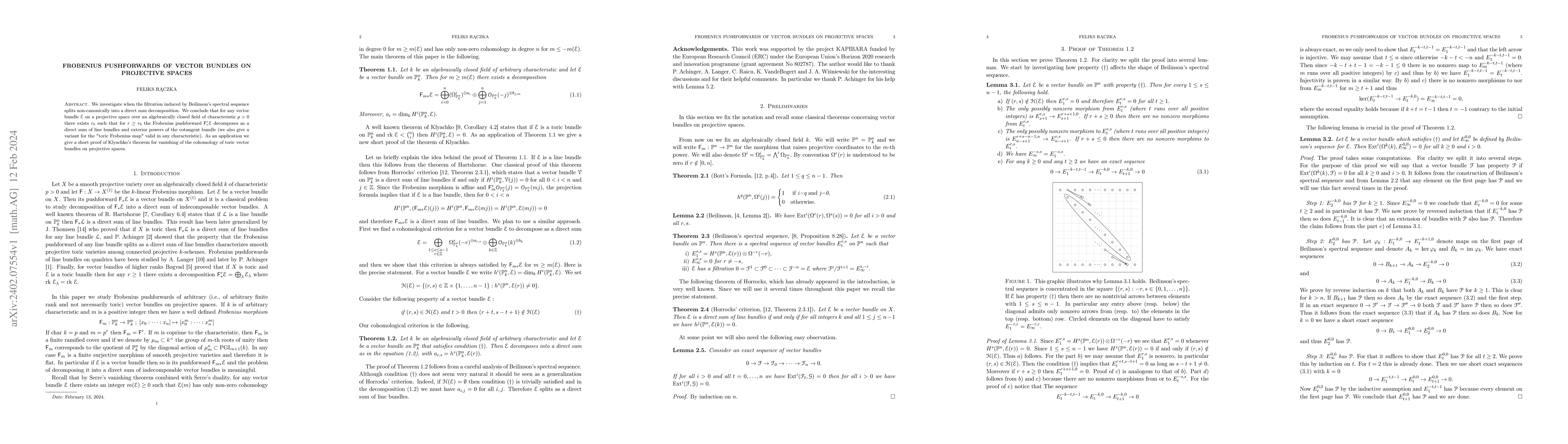 Thumbnail for Frobenius pushforwards of of vector bundles on projective spaces