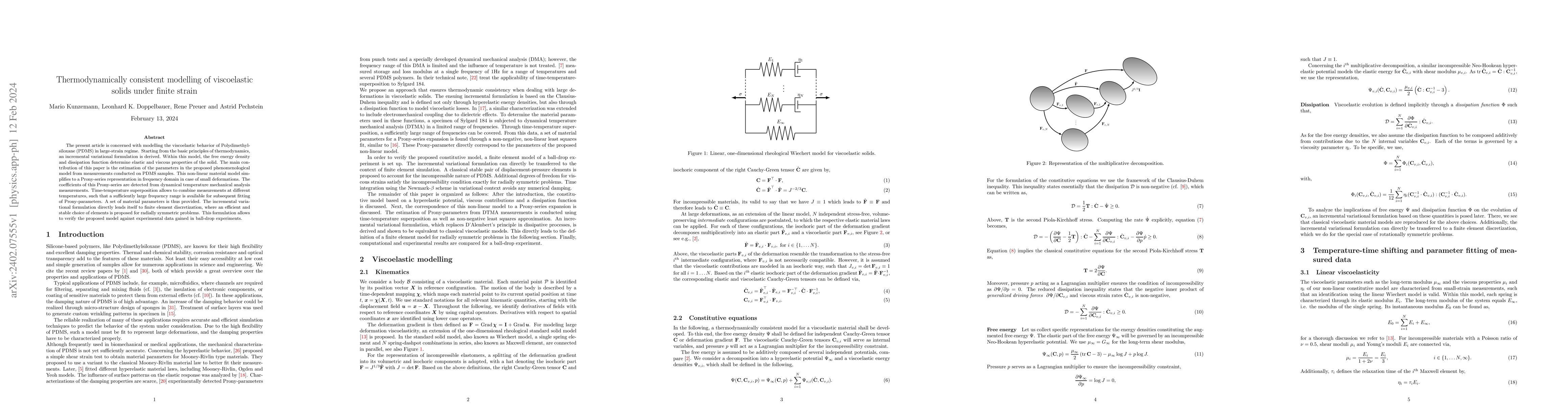 Thumbnail for Thermodynamically consistent modelling of viscoelastic solids under
  finite strain