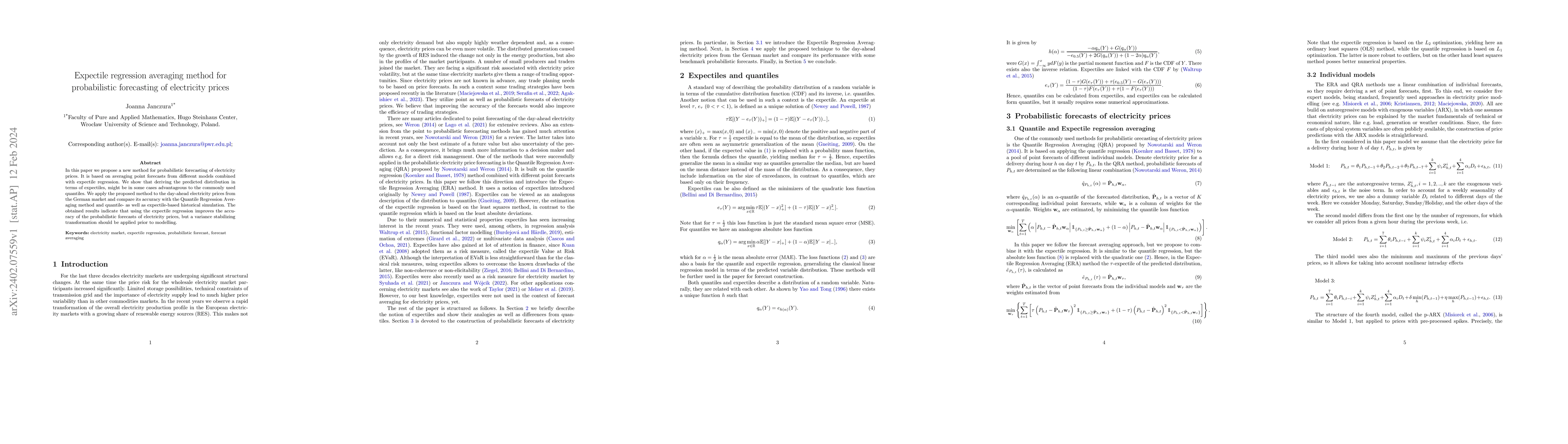 Thumbnail for Expectile regression averaging method for probabilistic forecasting of
  electricity prices
