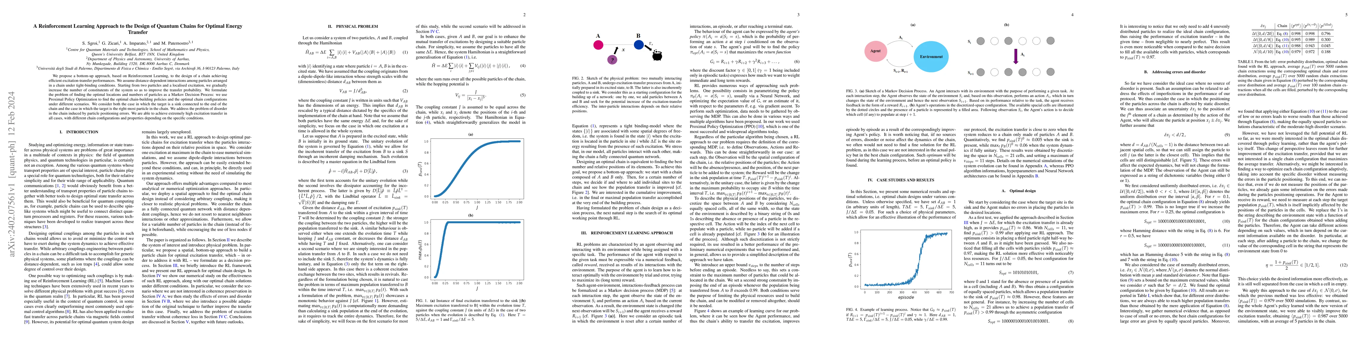 Thumbnail for A Reinforcement Learning Approach to the Design of Quantum Chains for
  Optimal Energy Transfer