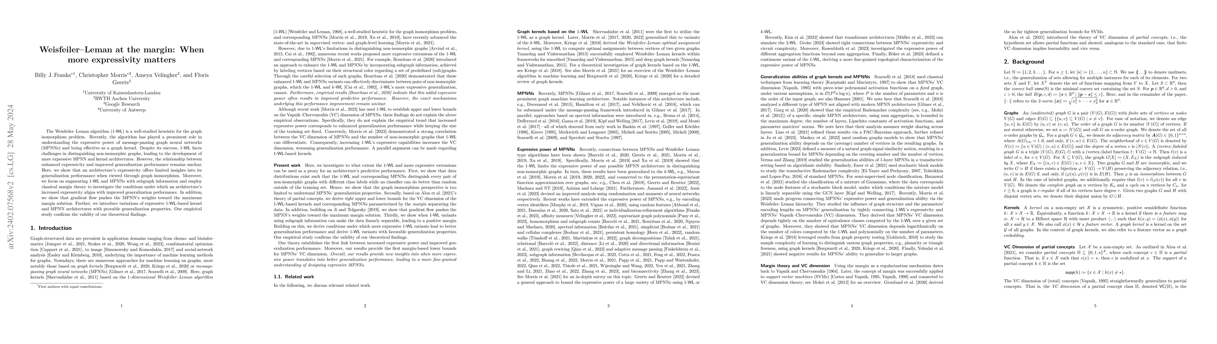 Thumbnail for Weisfeiler-Leman at the margin: When more expressivity matters
