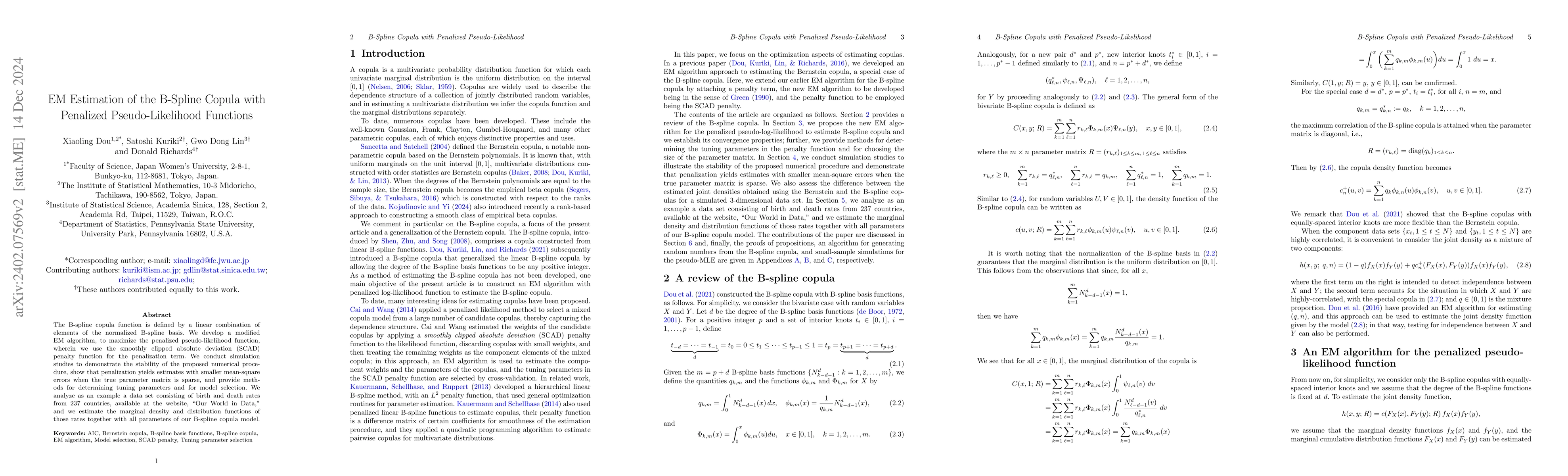 Thumbnail for EM Estimation of the B-spline Copula with Penalized Log-Likelihood
  Function