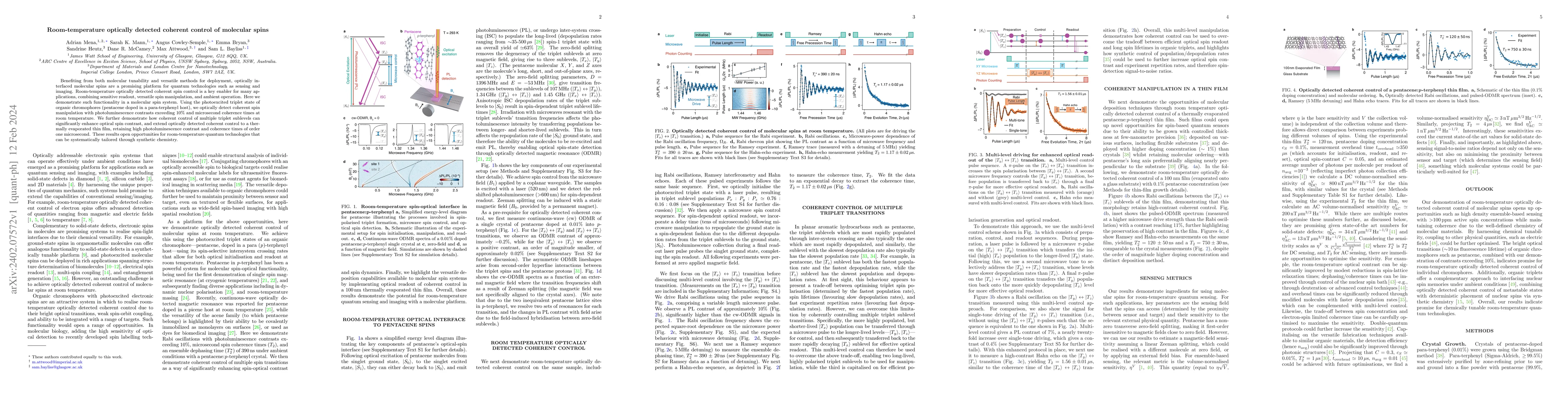 Thumbnail for Room-temperature optically detected coherent control of molecular spins